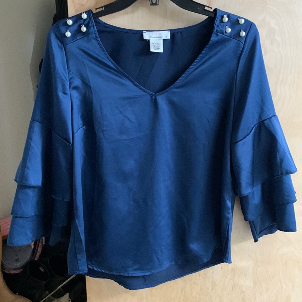 Blue business casual blouse